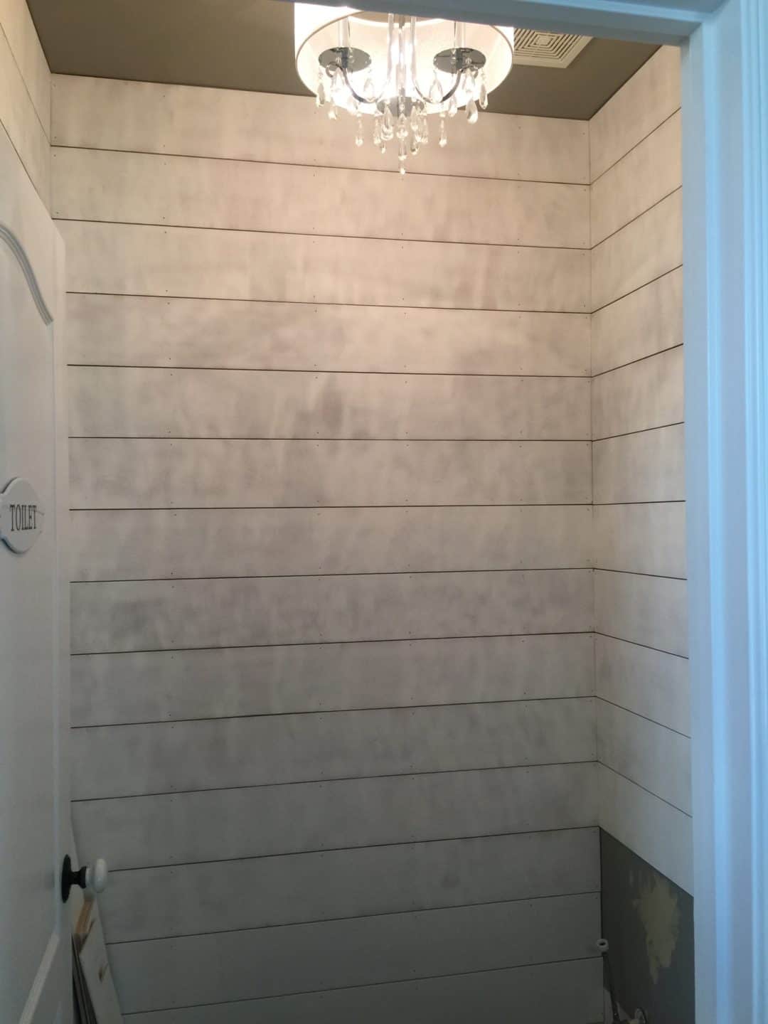 faux shiplap bathroom - Saved by Scottie