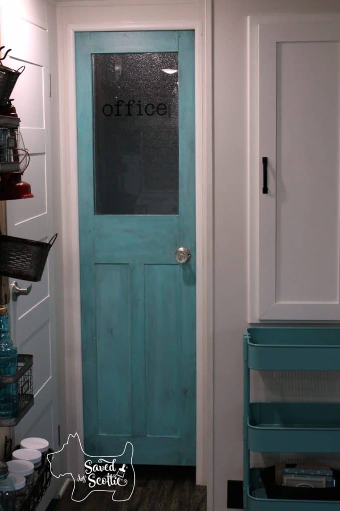 interior door makeover office door rehung in finished rv. 