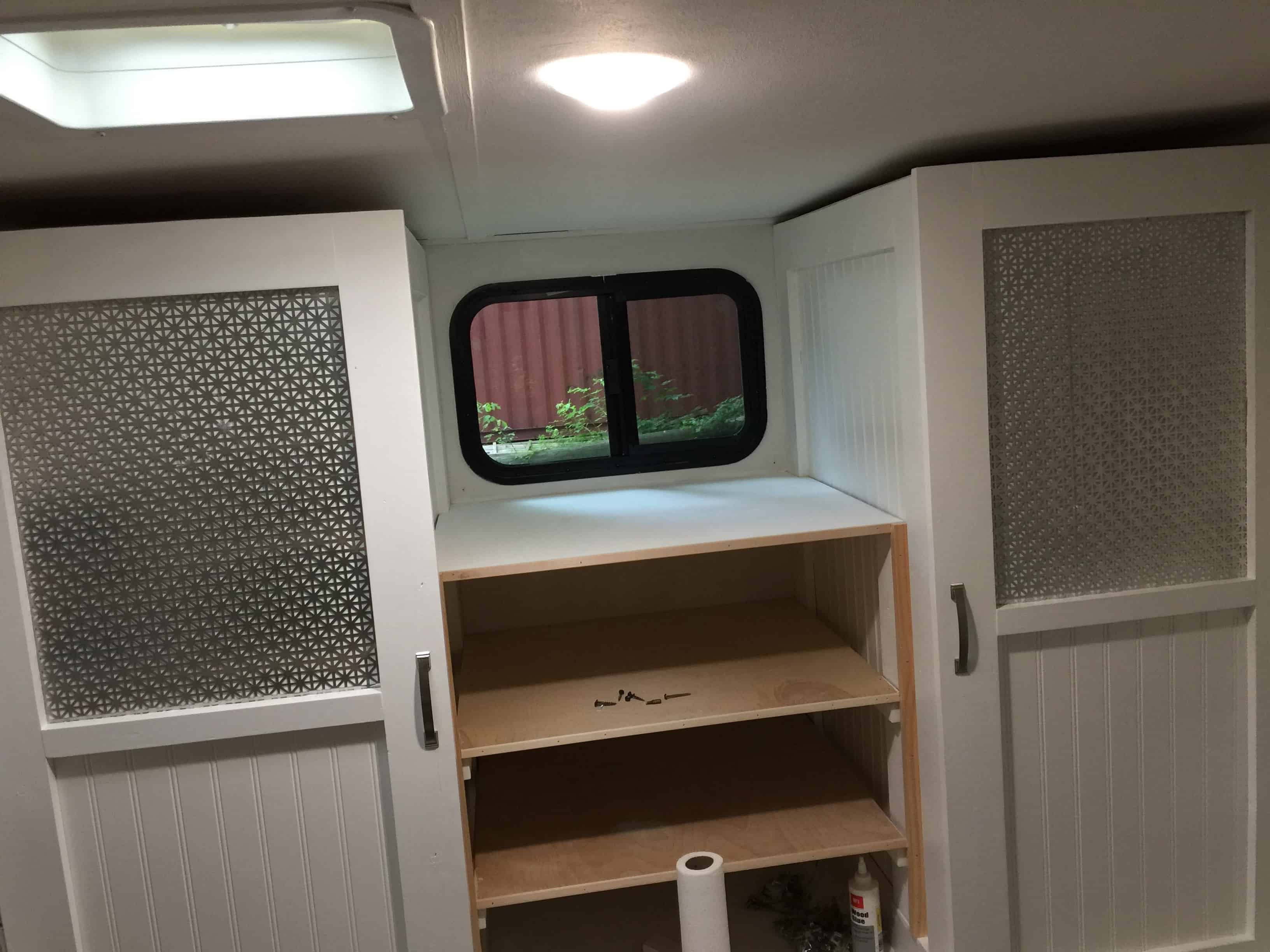 Saved by Scottie rv remodel build full view dresser wall