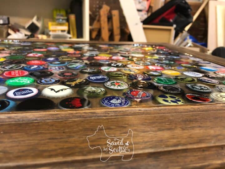 DIY Bottle Cap Table with epoxy resin - Saved by Scottie