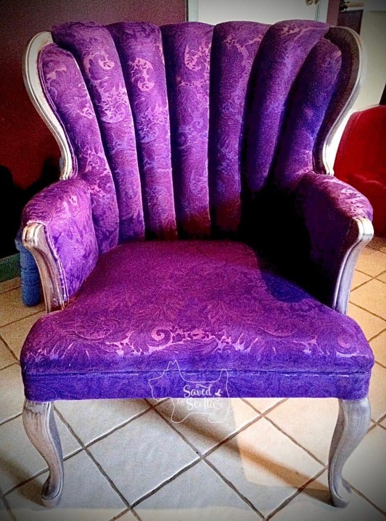 painted queen ann chair purple chair with silver arms and legs